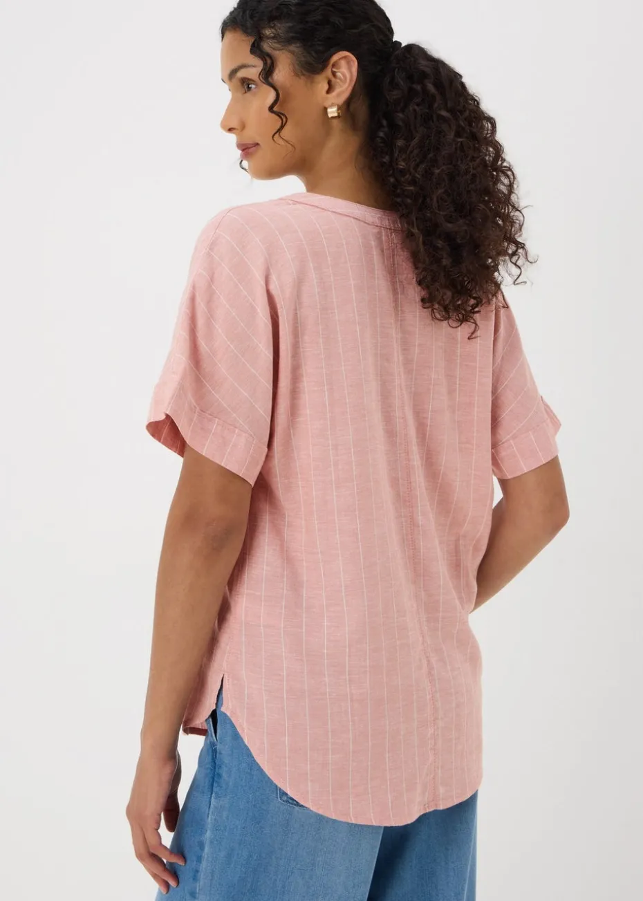 Pink Stripe Linen Blend Top