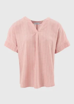 Pink Stripe Linen Blend Top