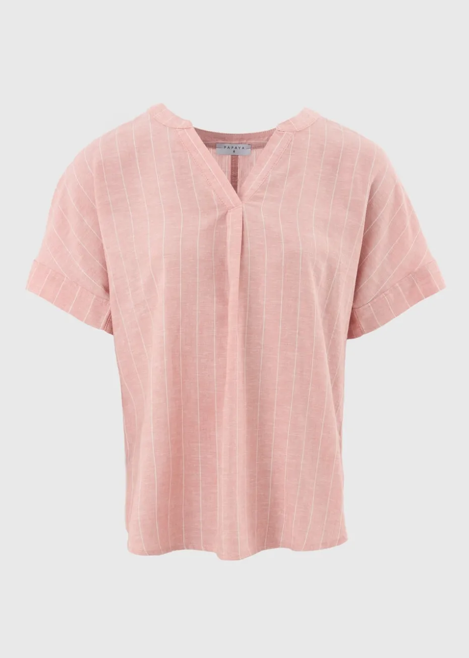 Pink Stripe Linen Blend Top