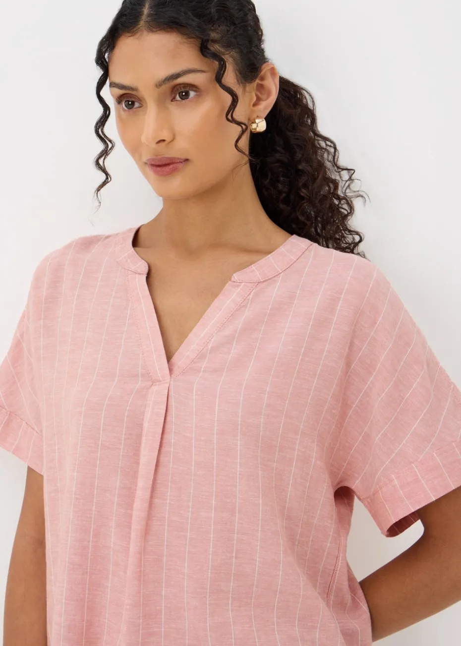 Pink Stripe Linen Blend Top
