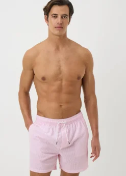 Pink Stripe Seersucker Swim Shorts