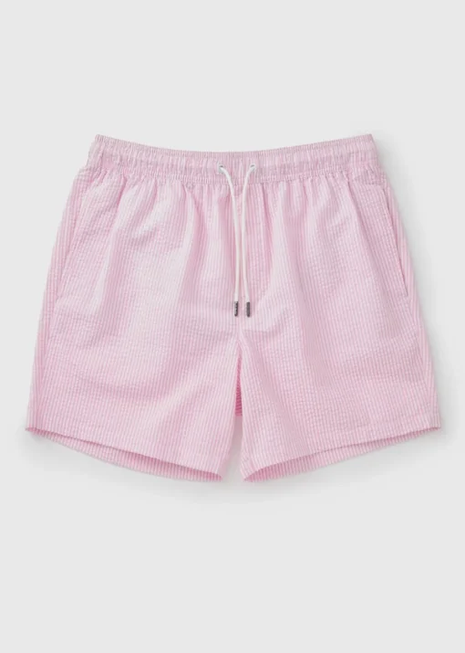 Pink Stripe Seersucker Swim Shorts