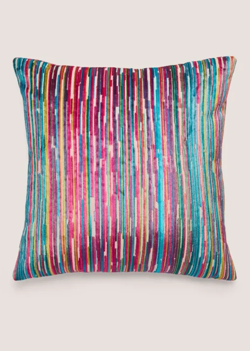Pink Stripe Velvet Cushion