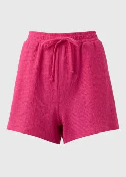 Pink Textured Co Ord Shorts