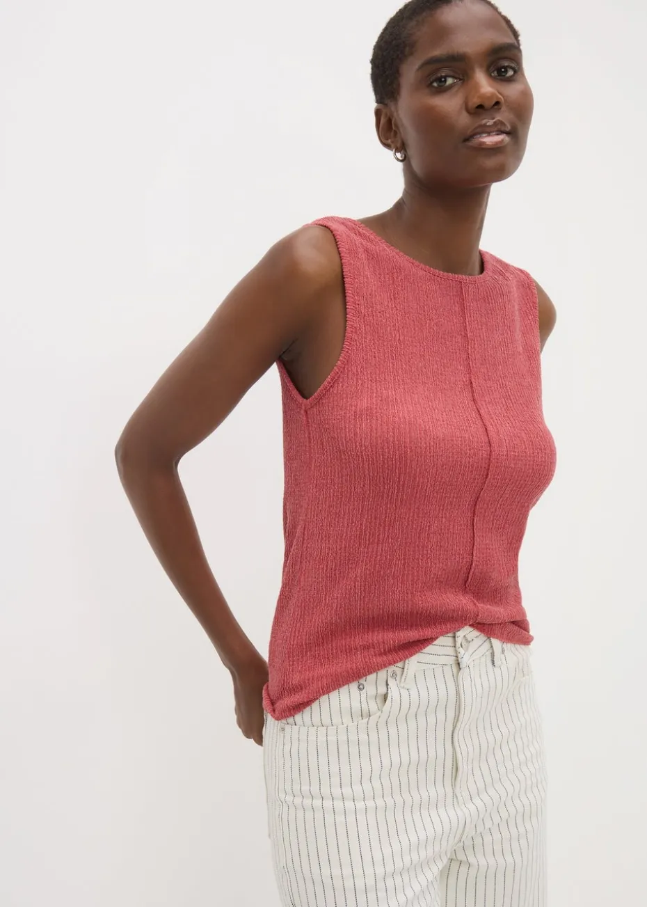 Pink Textured Seam Vest Top