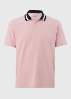 Pink Textured Tipped Polo Shirt