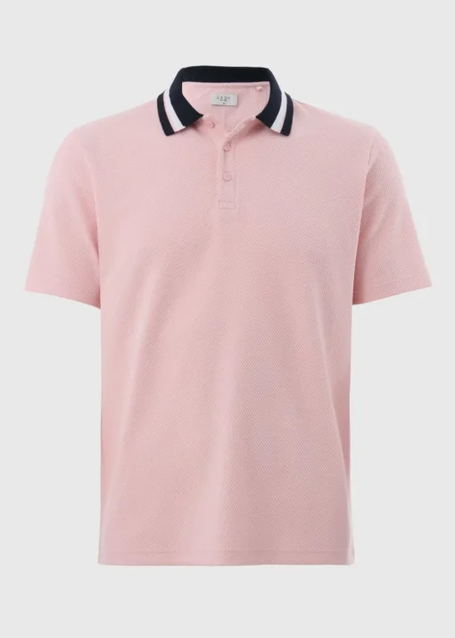 Pink Textured Tipped Polo Shirt