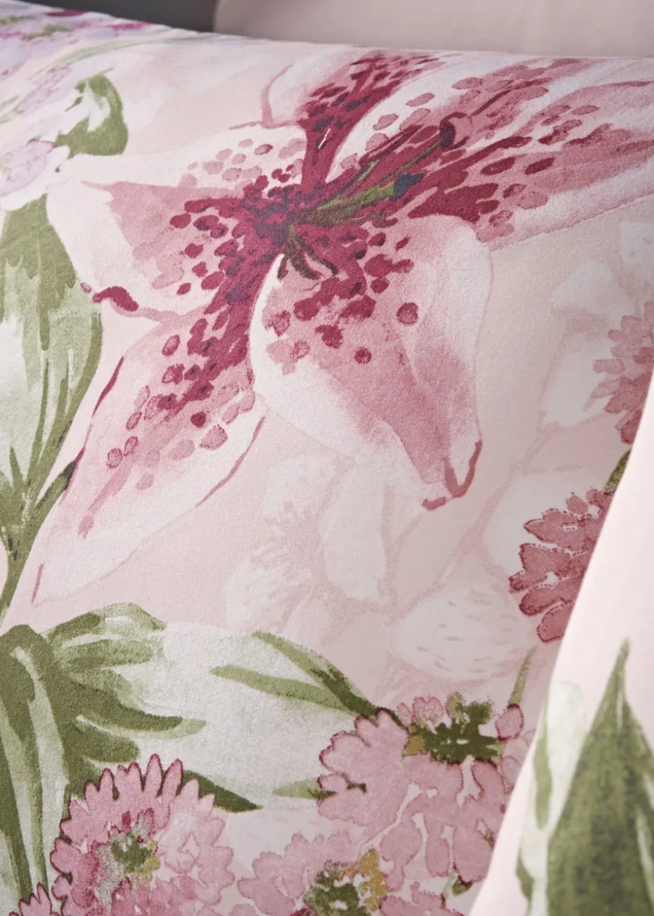 Pink Trailing Floral Reversible Duvet Set