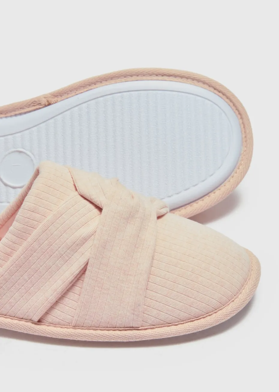 Pink Twist Jersey Mule Slippers