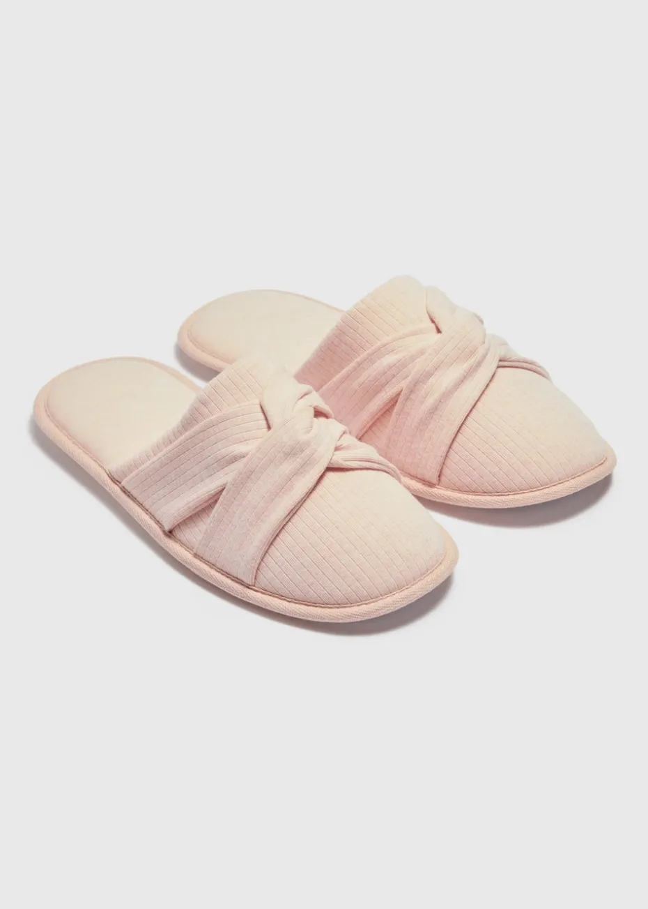 Pink Twist Jersey Mule Slippers