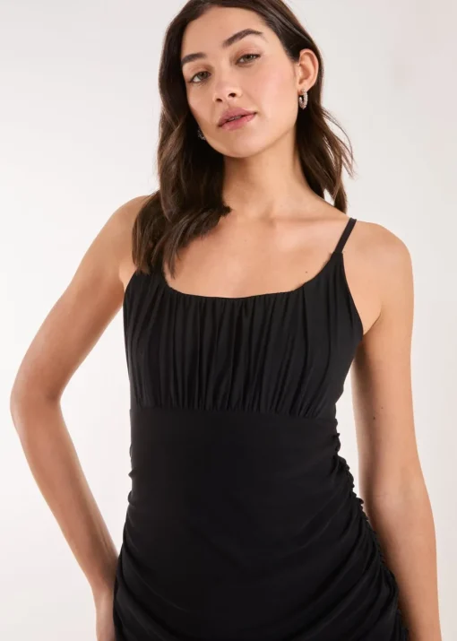Pink Vanilla Black Bengaline Mesh Mini Dress