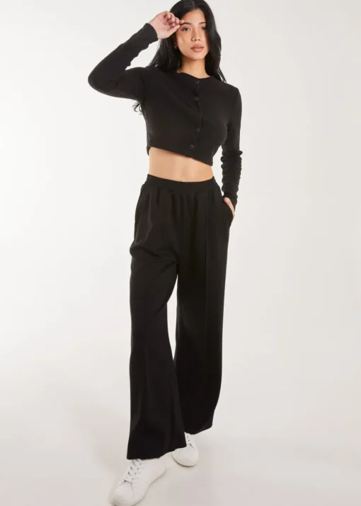 Pink Vanilla Black Brushed Long Sleeve Cardigan