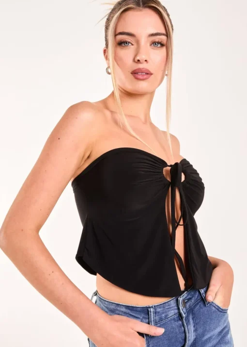 Pink Vanilla Black Keyhole Butterfly Bandeau Top