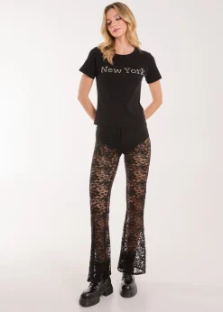 Pink Vanilla Black New York Diamante T- Shirt