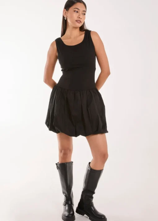 Pink Vanilla Black Puffball Mini Dress