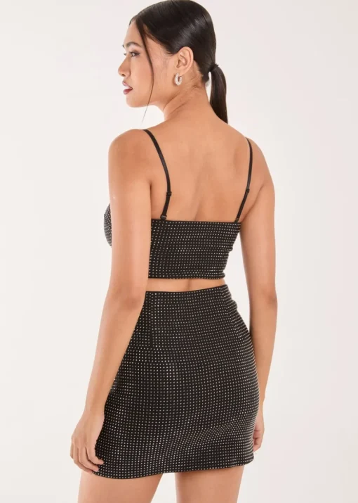 Pink Vanilla Black Rhinestone Multiway Corset Top