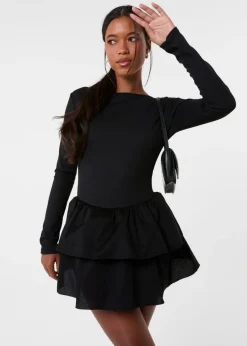 Pink Vanilla Black Rib Dress With RaRa Skirt