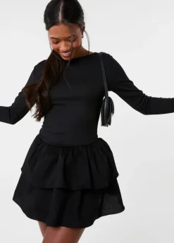 Pink Vanilla Black Rib Dress With RaRa Skirt