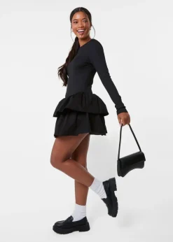 Pink Vanilla Black Rib Dress With RaRa Skirt