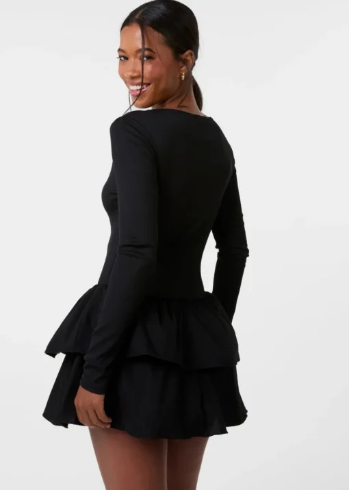 Pink Vanilla Black Rib Dress With RaRa Skirt