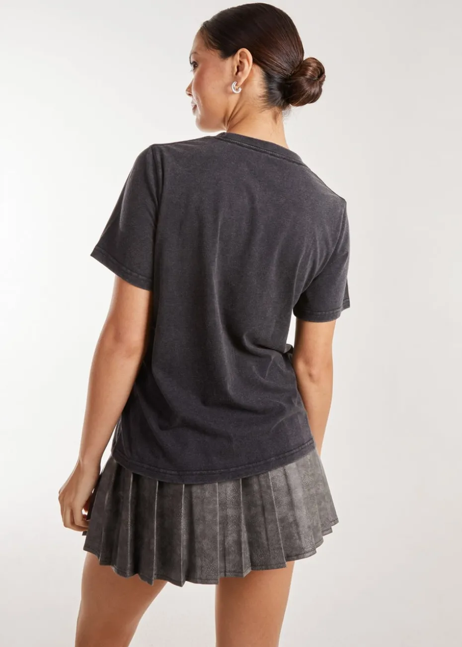 Pink Vanilla Black Rock Band Acid Wash Tee