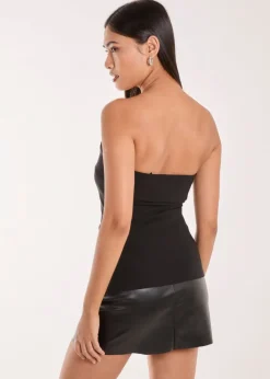 Pink Vanilla Black Side Zip Bengaline Bandeau Top