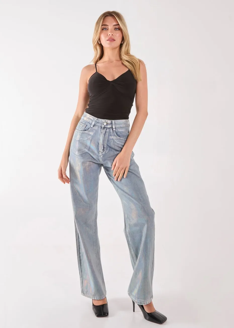 Pink Vanilla Black Slinky Twist Front Bodysuit