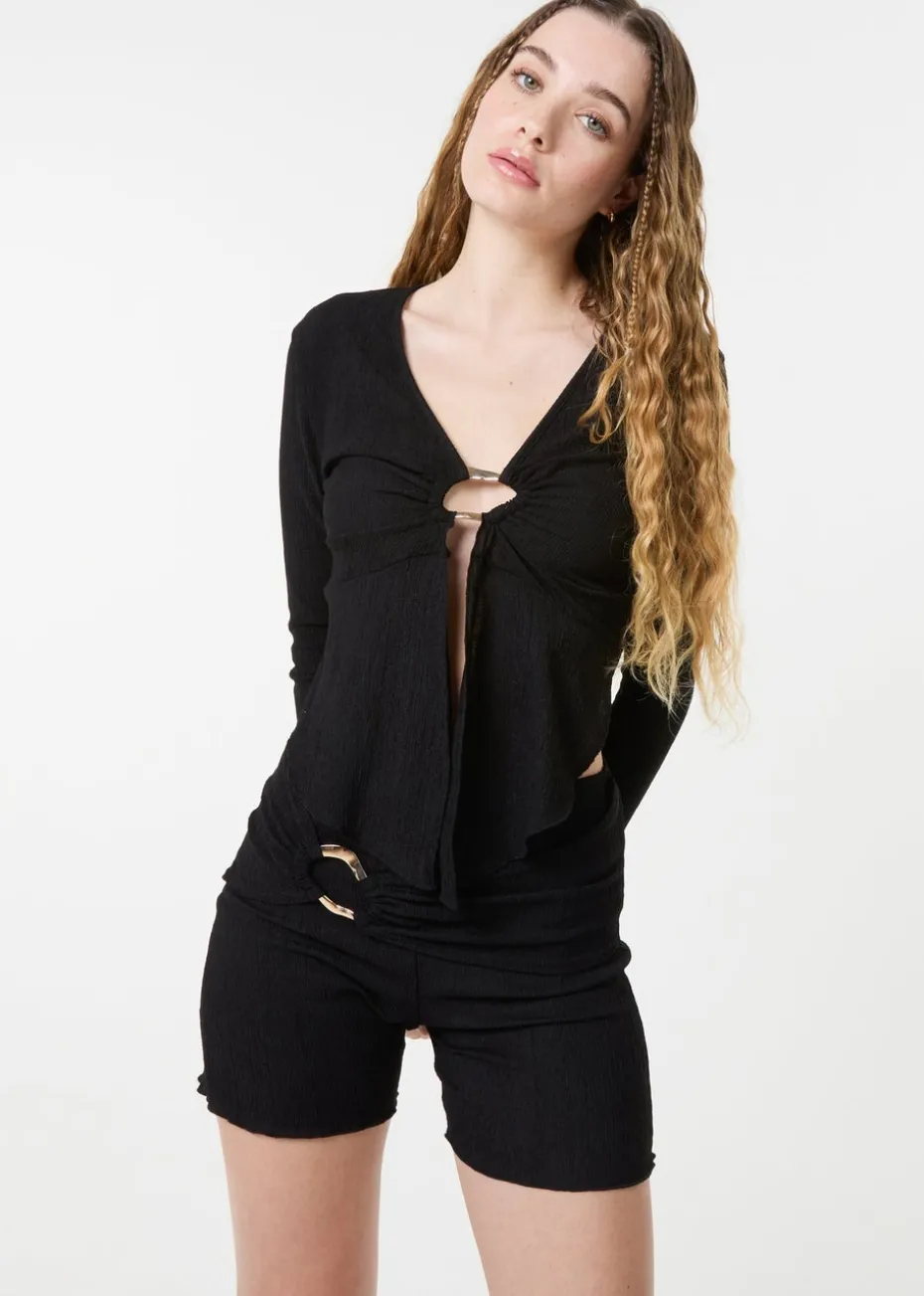 Pink Vanilla Black Textured Gold Ring Top