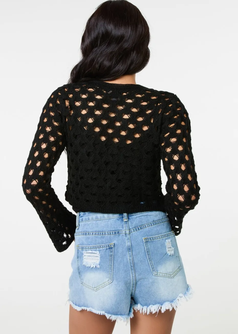 Pink Vanilla Black Tie Front Cardigan