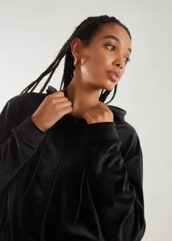 Pink Vanilla Black Velour Zip Hoodie