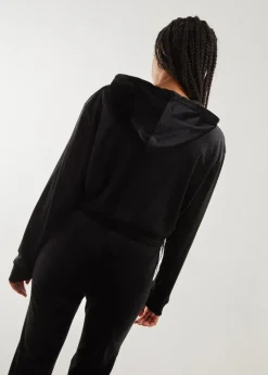 Pink Vanilla Black Velour Zip Hoodie