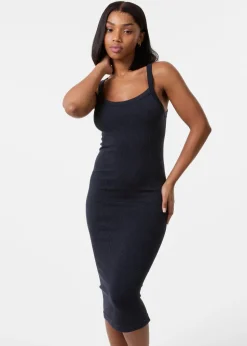 Pink Vanilla Black Washed Ribbed Racer Dress