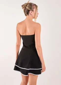 Pink Vanilla Black/White Bandeau Contrast Binding Mini Dress