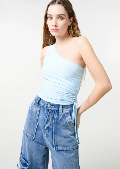 Pink Vanilla Blue Asymmetric Top