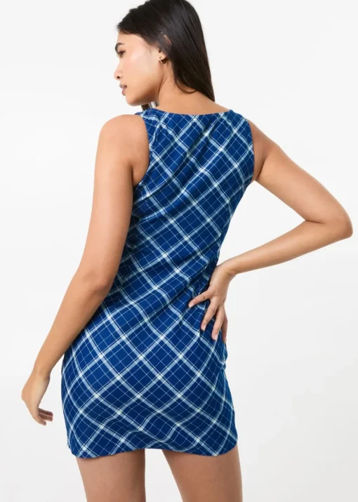 Pink Vanilla Blue Denim Check Print Mini Dress
