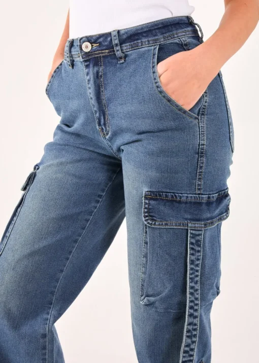 Pink Vanilla Blue Denim Cargo Jeans