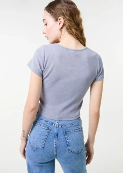 Pink Vanilla Blue Embellished Wash Rib Top