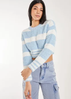Pink Vanilla Blue Fluffy Cropped jumper