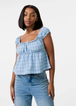 Pink Vanilla Blue Milkmaid Crop Top