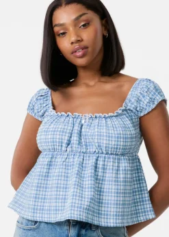 Pink Vanilla Blue Milkmaid Crop Top