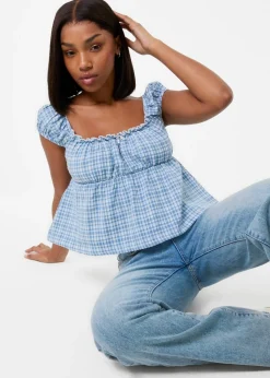 Pink Vanilla Blue Milkmaid Crop Top