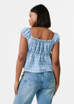 Pink Vanilla Blue Milkmaid Crop Top