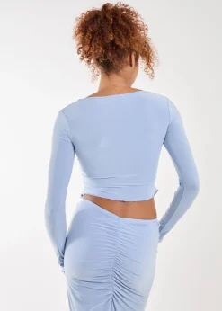 Pink Vanilla Blue Slinky Ruched Butterfly Top