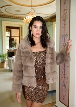 Pink Vanilla Bronze Sequin Cami Mini Dress