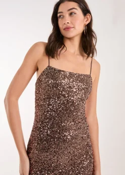 Pink Vanilla Bronze Sequin Cami Mini Dress