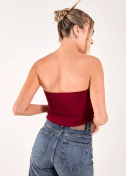 Pink Vanilla Burgundy Keyhole Butterfly Bandeau Top