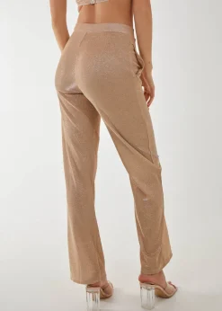 Pink Vanilla Champagne Metallic Straight Leg Trousers