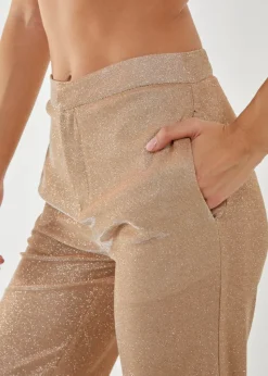 Pink Vanilla Champagne Metallic Straight Leg Trousers