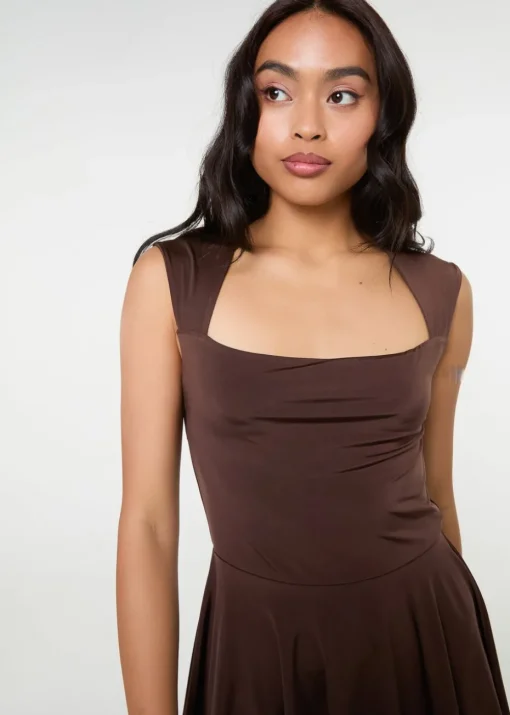 Pink Vanilla Chocolate Slinky Open Back Mini Flippy Playsuit