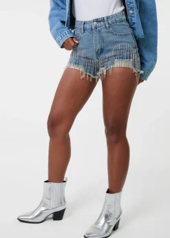 Pink Vanilla Denim Embellished Diamante Denim Shorts